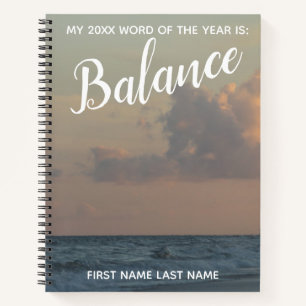 2018 Word of the Year Balance Clouds Over Ocean Notebook