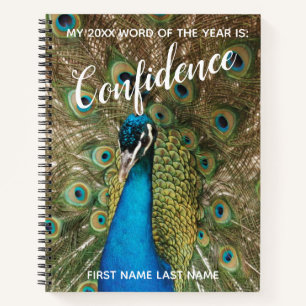 2018 Word of the Year Confidence Peacock Photo Notebook