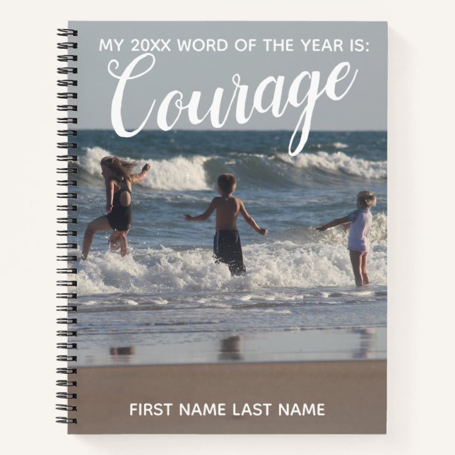 2018 Word of the Year Courage Ocean Waves Children Notebook (Front)