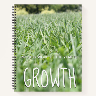 2018 Word of the Year Growth w/ Green Grass Photo Notebook