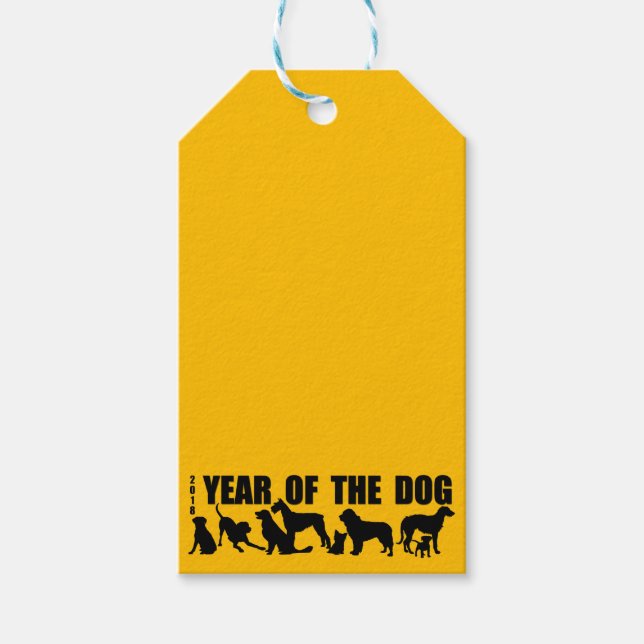 2018 Year of The Dog Yellow Gift Tag (Front)