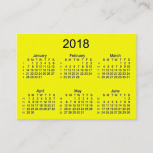 2018 Yellow 52 Week Calendar by Janz Business Card
