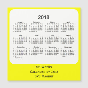 2018 Yellow 52 Weeks Calendar by Janz