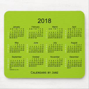 2018 Yellow Green 52 Weeks Calendar by Janz Mouse Pad