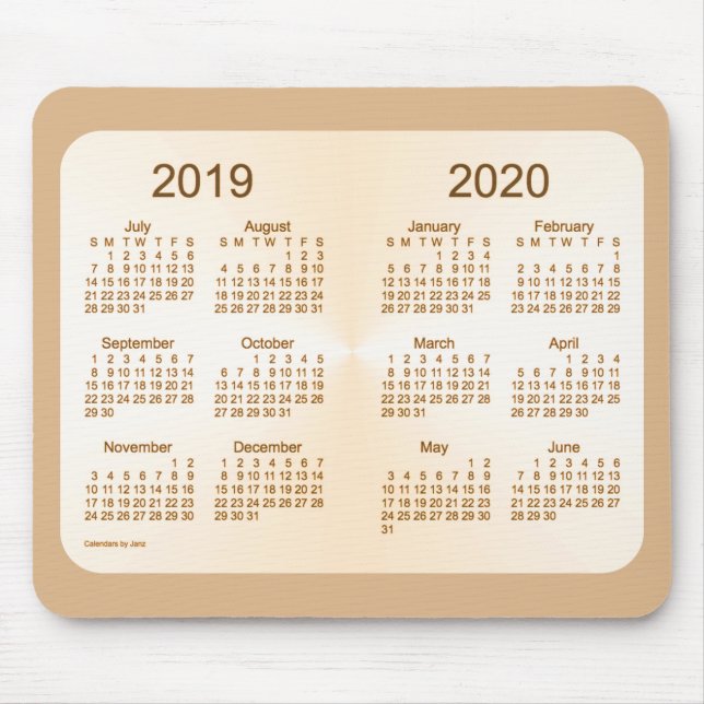 2019-2020 School Year Sun Tan Calendar by Janz Mouse Pad (Front)
