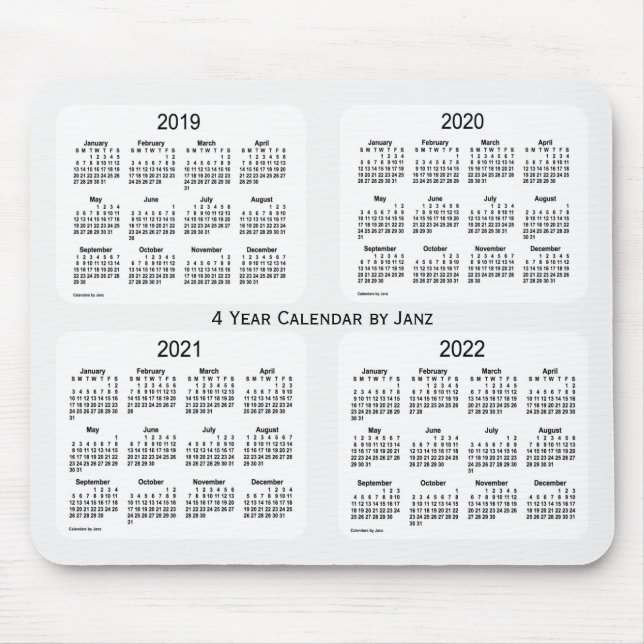 2019-2022 White Smoke 4 Year Calendar by Janz Mouse Pad (Front)