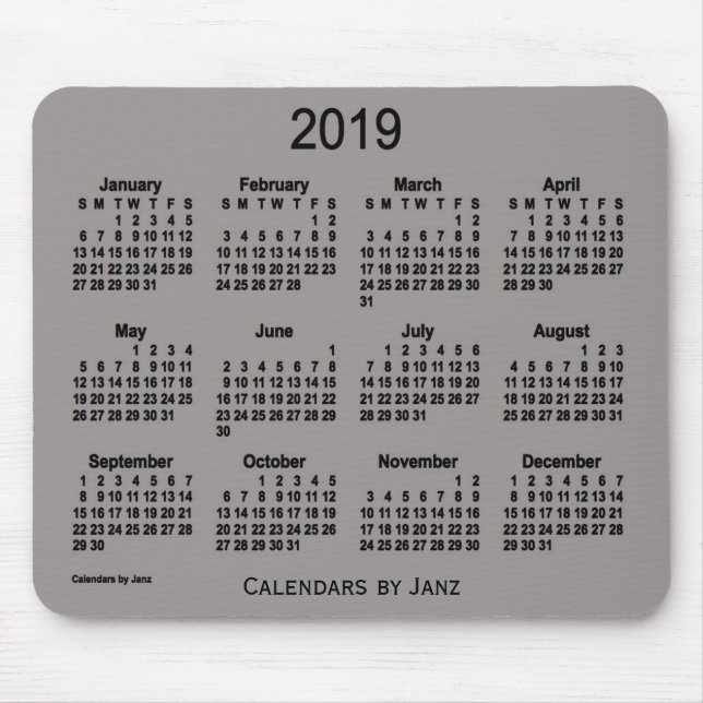 2019 Battleship Grey Calendar by Janz Mouse Pad (Front)
