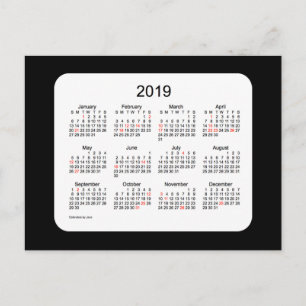 2019 Black Mini Holiday Calendar by Janz Postcard