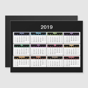 2019 Black Mini Magnet Calendar