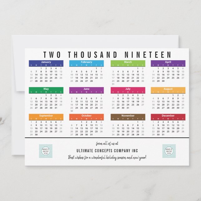 2019 Calendar Business | Thank You on Back Holiday Card (Front)