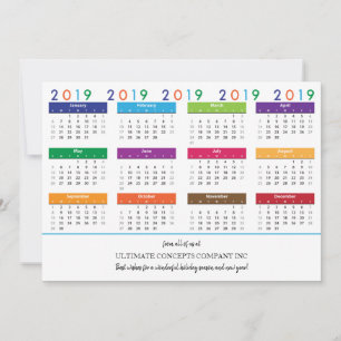 2019 Calendar Company Name   Logo on Back Holiday Card