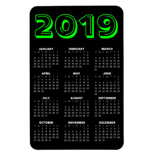 2019 Calendar Magnet - Black and Green