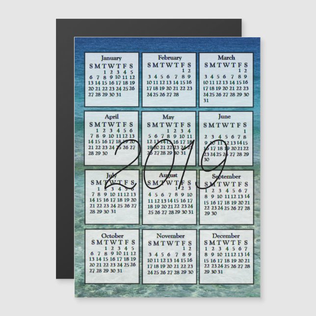 2019 Calendar Magnet Blue Water (Front/Back)