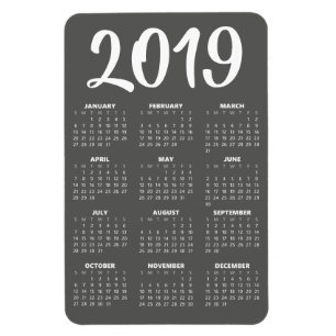 2019 Calendar Magnet - Dark Grey