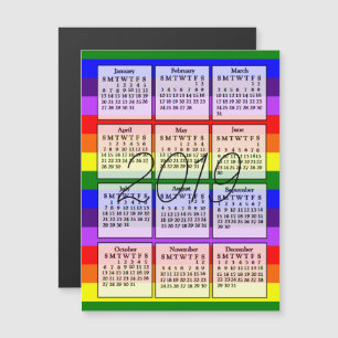 2019 Calendar Magnet Rainbow Background