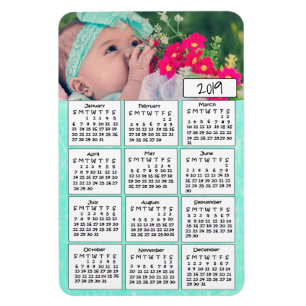 2019 Calendar Personalised Teal Photo Magnet
