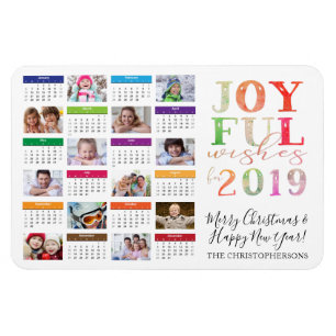 2019 Calendar Photo Collage Editable Greeting Magnet