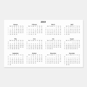 2019 Calendar Rectangular Sticker
