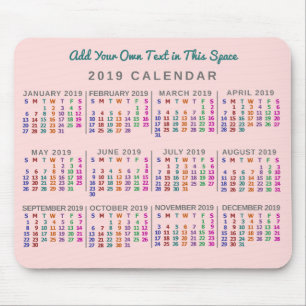 2019 Calendar (See Description for New Version) Mouse Pad
