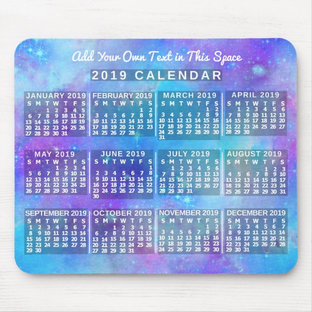 2019 Calendar (See Description for New Version)  Mouse Pad (Front)