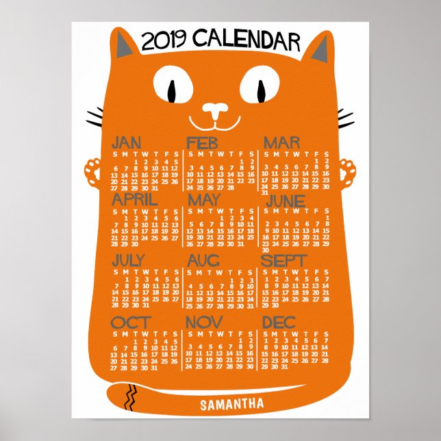 2019 Calendar (See Description for New Version)  Poster (Front)