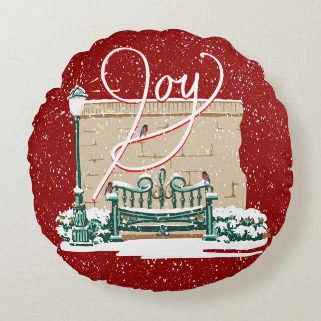 2019 Christmas Joy Round Throw Pillow (Front)