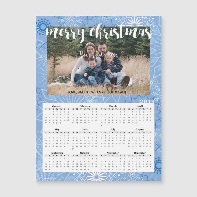 2019 Christmas Photo Magnetic Calendar Card (Front)