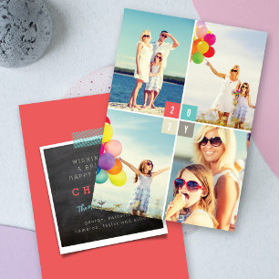 2019 Colour Blocks New Year Greetings Photo Holiday Card
