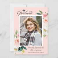 2019 Graduate Blush Pink Floral Girl Graduation