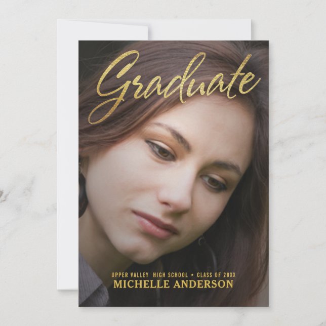 2019 Graduate Faux Gold Foil 2-Sided Announcement (Front)