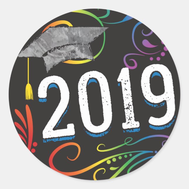 2019 Graduation Rainbow Swirl Sticker (Front)
