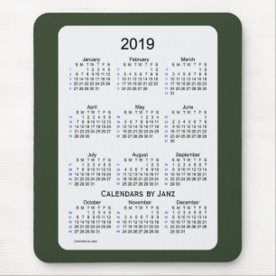 2019 Green Smoke 52 Week Calendar by Janz Mouse Pad