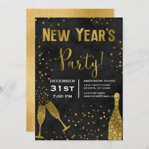 2019 New Year's Eve Party Champagne Glasses Invitation