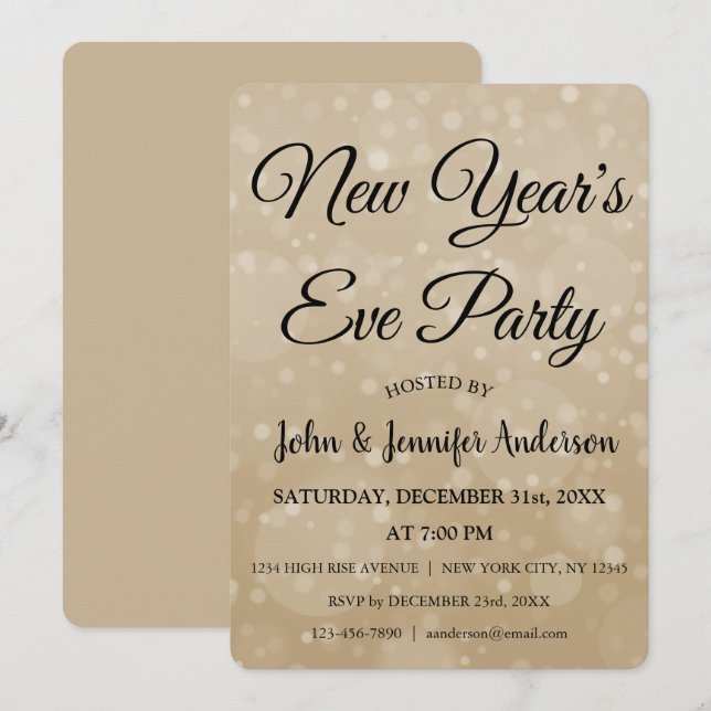 2019 New Year's Eve Party Faux Bokeh Invitation (Front/Back)