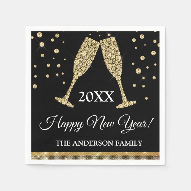 2019 New Year's Eve Party Faux Gold Foil Napkin (Front)