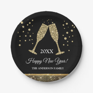 2019 New Year's Eve Party Faux Gold Foil Paper Plate