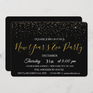 2019 New Year's Eve Party Glitter Sparkle Invite