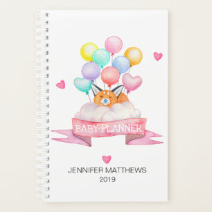 2019 Personalised Cute Fox Watercolor Balloons Planner