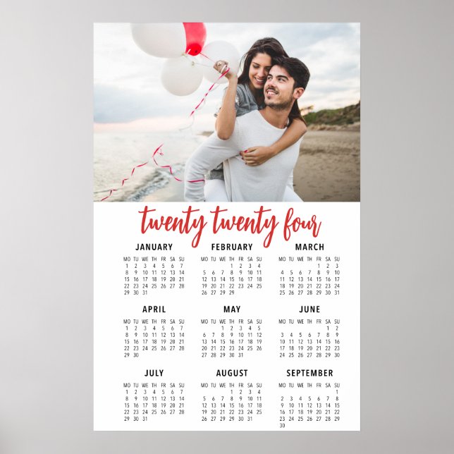 2019 Photo calendar 1 page poster red (Front)