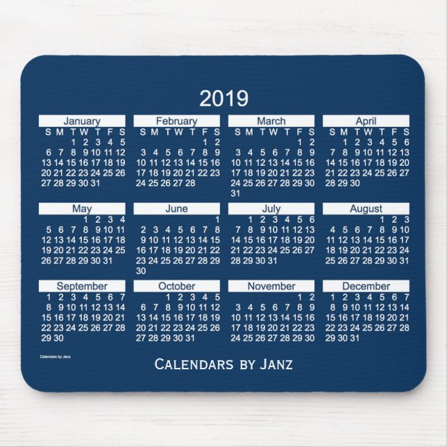 2019 Police Box Blue Bold Calendar by Janz Mouse Pad (Front)