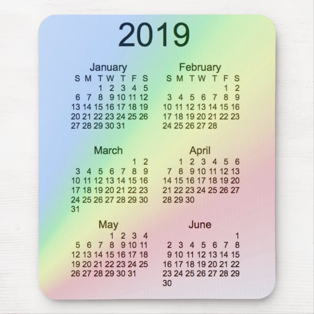 2019 Rainbow Large Print Calendar by Janz Mousepad (Front)
