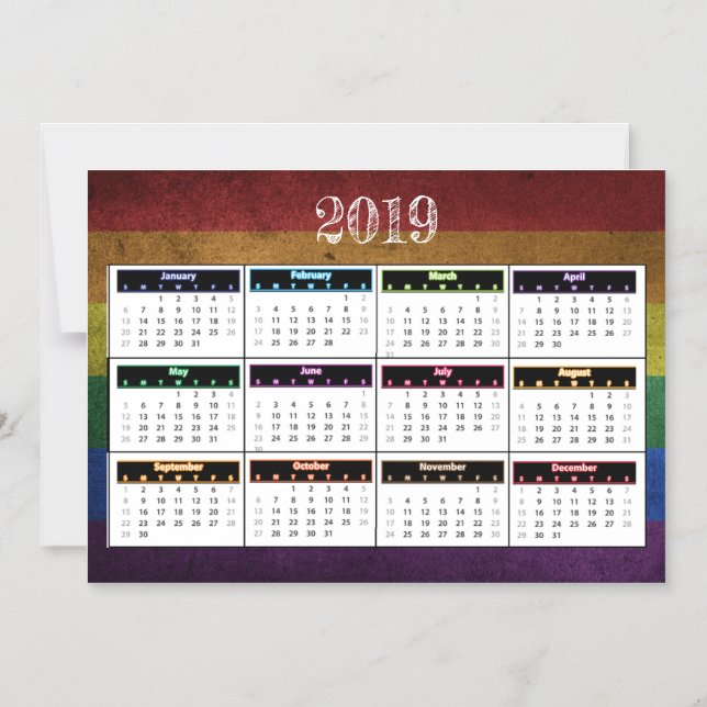 2019 Rainbow Mini Magnet Calendar (Front)