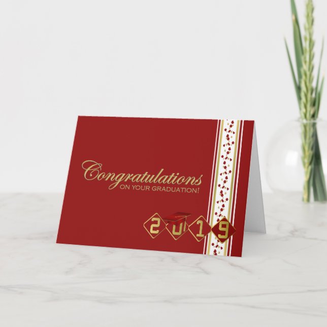 2019 Red & Gold Graduation Congratulations Card (Front)
