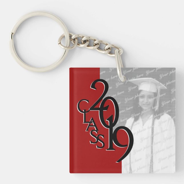 2019 Red Graduation Picture Key Ring (Front)