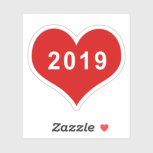 2019 Red Love Heart Vinyl Sticker