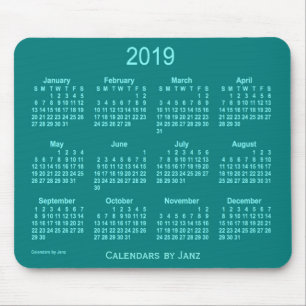 2019 Teal Calendar by Janz Mouse Pad