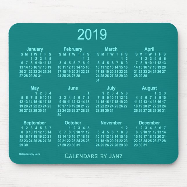 2019 Teal Calendar by Janz Mouse Pad (Front)