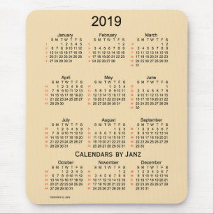 2019 Wheat 52 Week Calendar by Janz Mouse Pad