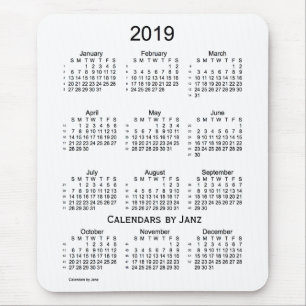 2019 White 52 Week Calendar by Janz Mouse Pad