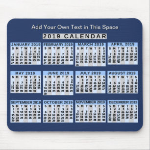 2019 Year Monthly Calendar Easy to Read Business Mouse Pad